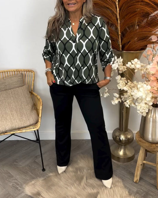 Janny™ | Casual Bluse med Lange Ærmer og Elegant Mønster