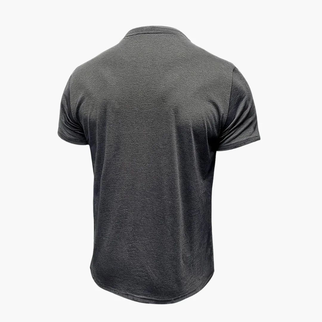 Henley-T-skjorte med dekorative sømmer til herre