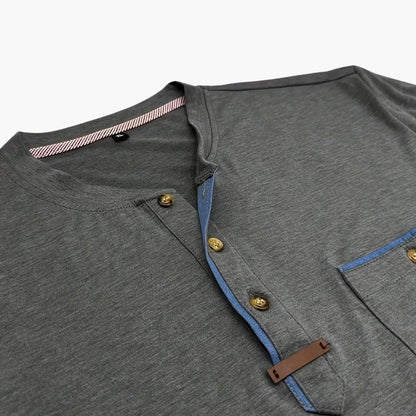 Henley-T-skjorte med dekorative sømmer til herre