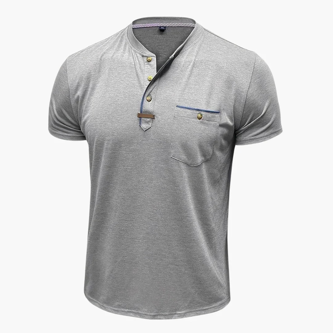 Henley-T-skjorte med dekorative sømmer til herre