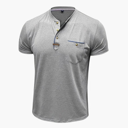 Henley-T-skjorte med dekorative sømmer til herre