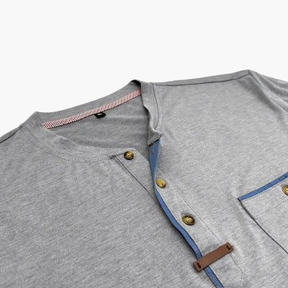 Henley-T-skjorte med dekorative sømmer til herre