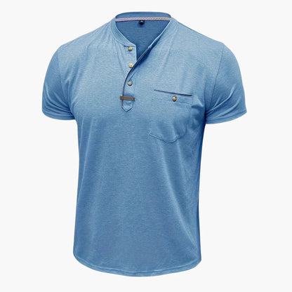 Henley-T-skjorte med dekorative sømmer til herre