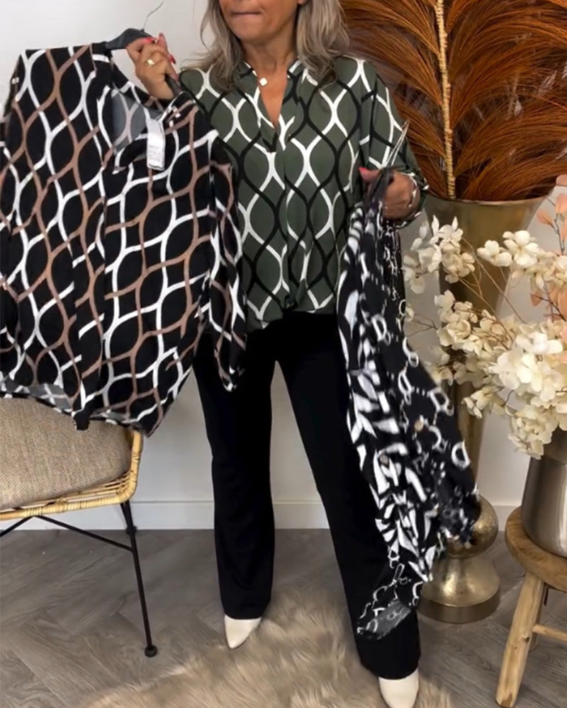 Janny™ | Casual Bluse med Lange Ærmer og Elegant Mønster