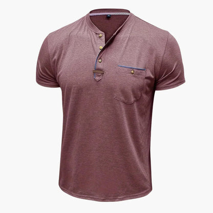 Henley-T-skjorte med dekorative sømmer til herre