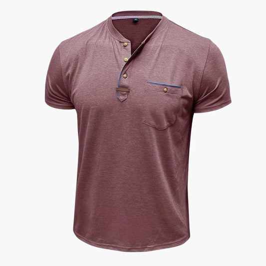 Henley-T-skjorte med dekorative sømmer til herre