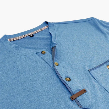 Henley-T-skjorte med dekorative sømmer til herre