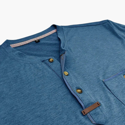 Henley-T-skjorte med dekorative sømmer til herre