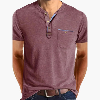 Henley-T-skjorte med dekorative sømmer til herre