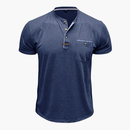 Henley-T-skjorte med dekorative sømmer til herre