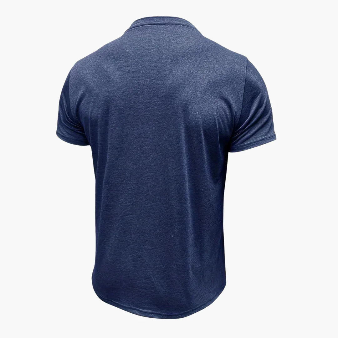 Henley-T-skjorte med dekorative sømmer til herre