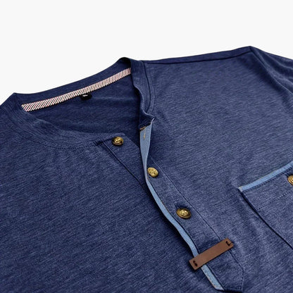 Henley-T-skjorte med dekorative sømmer til herre