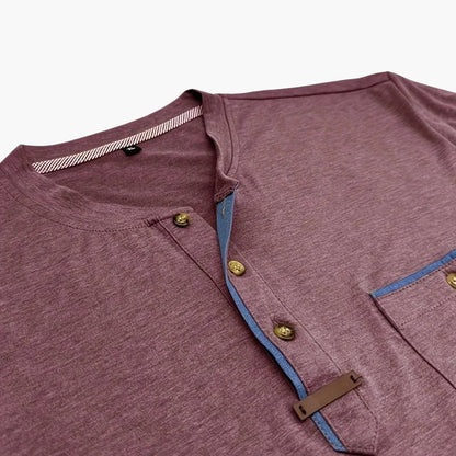 Henley-T-skjorte med dekorative sømmer til herre