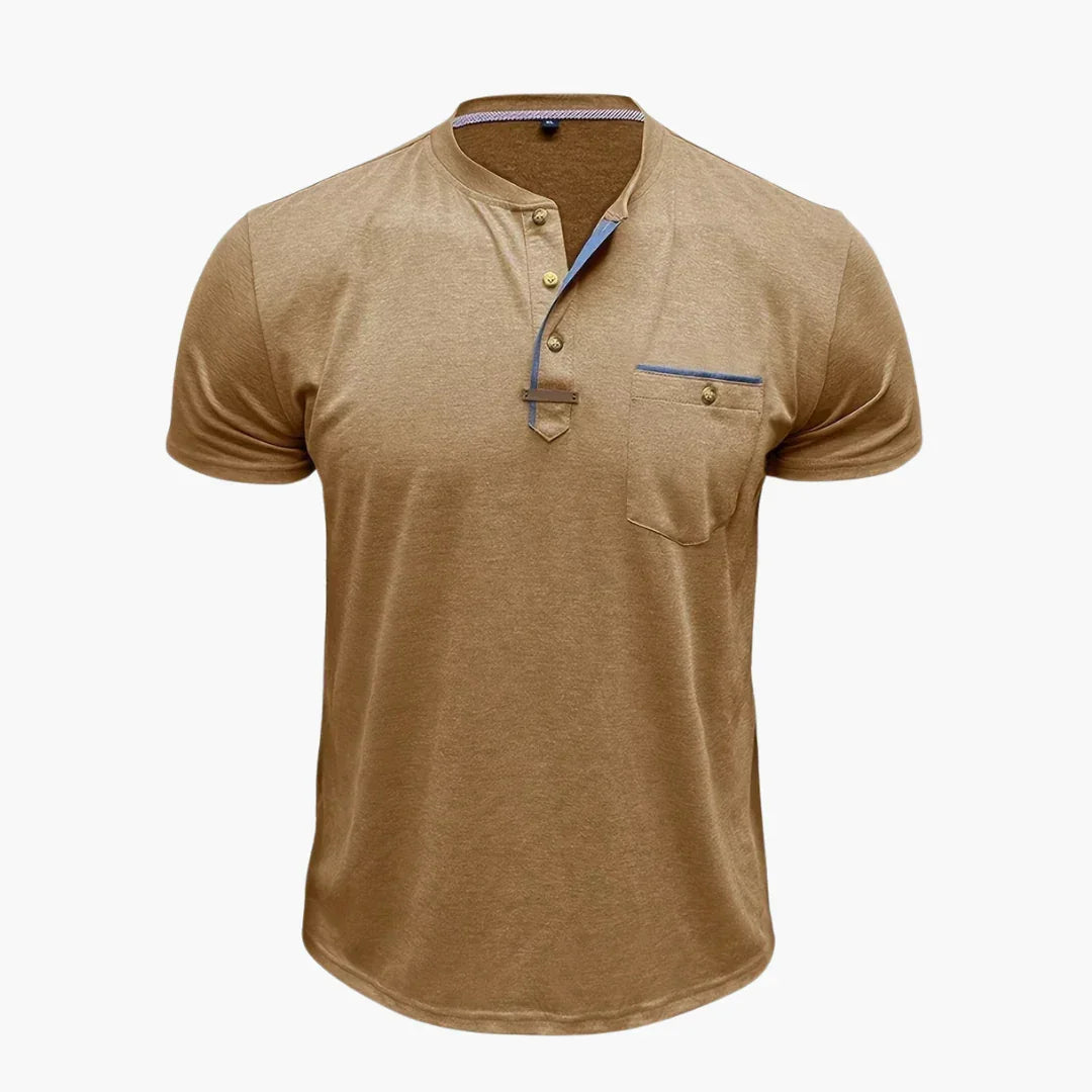 Henley-T-skjorte med dekorative sømmer til herre