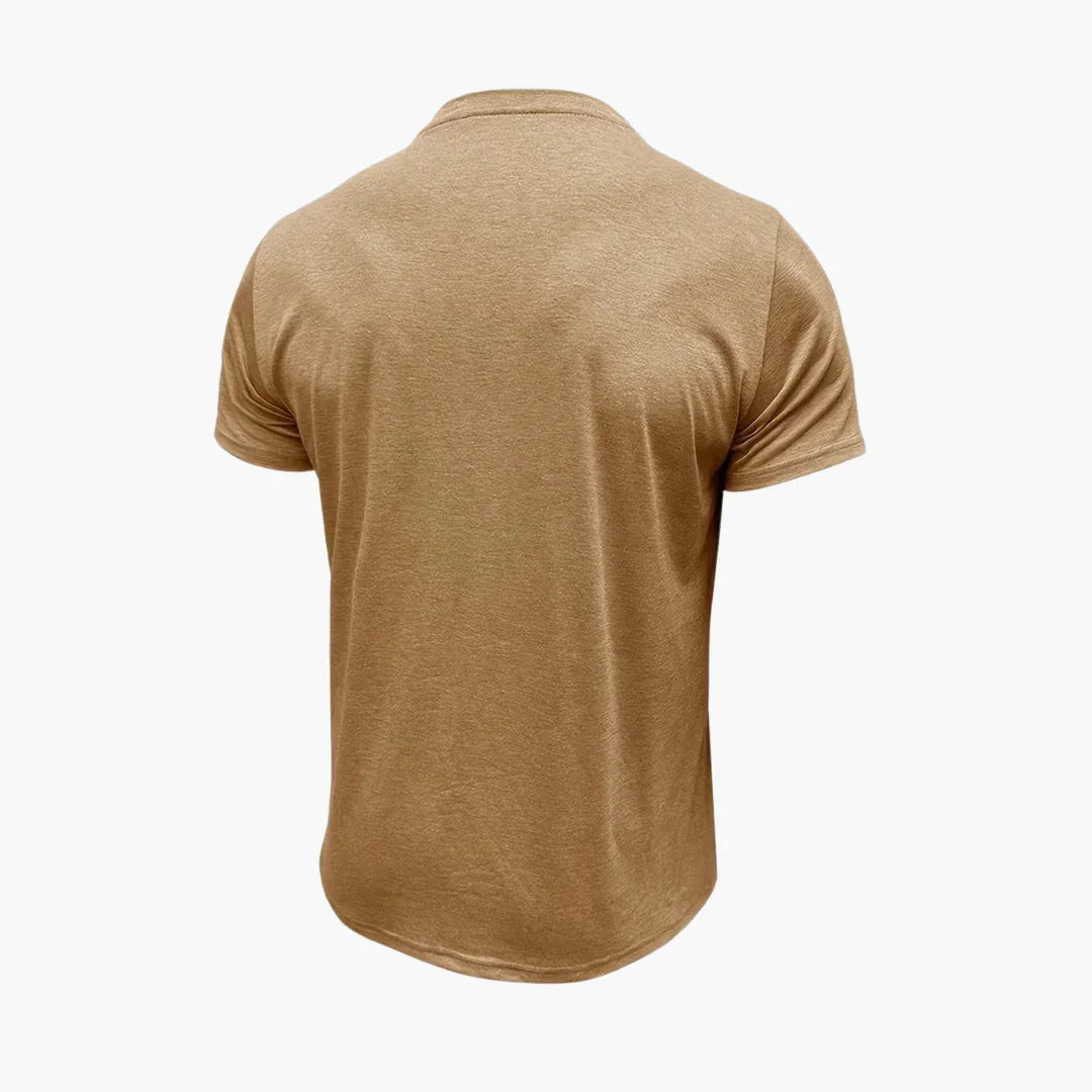 Henley-T-skjorte med dekorative sømmer til herre