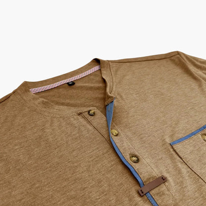 Henley-T-skjorte med dekorative sømmer til herre