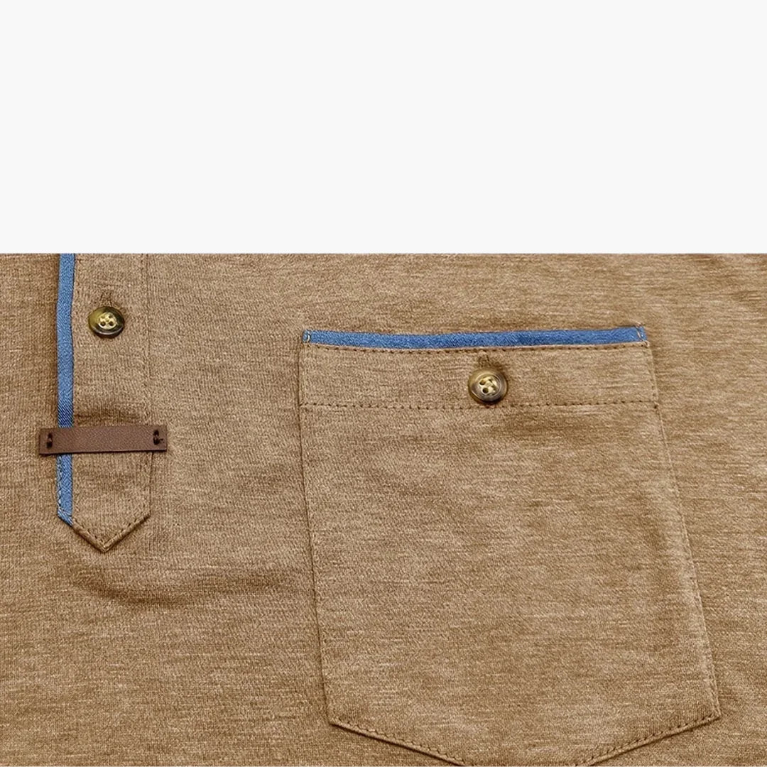 Henley-T-skjorte med dekorative sømmer til herre