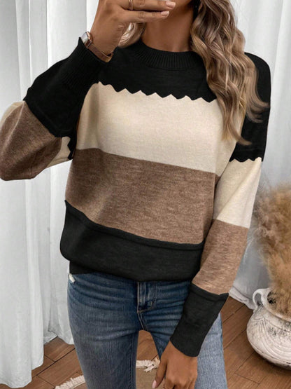 Sofia™ | Blød Striktrøje i Farveblok