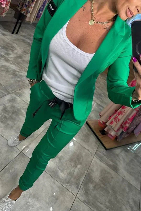 Fenna™ | Afslappet Ensfarvet To-delt Sæt til Kvinder